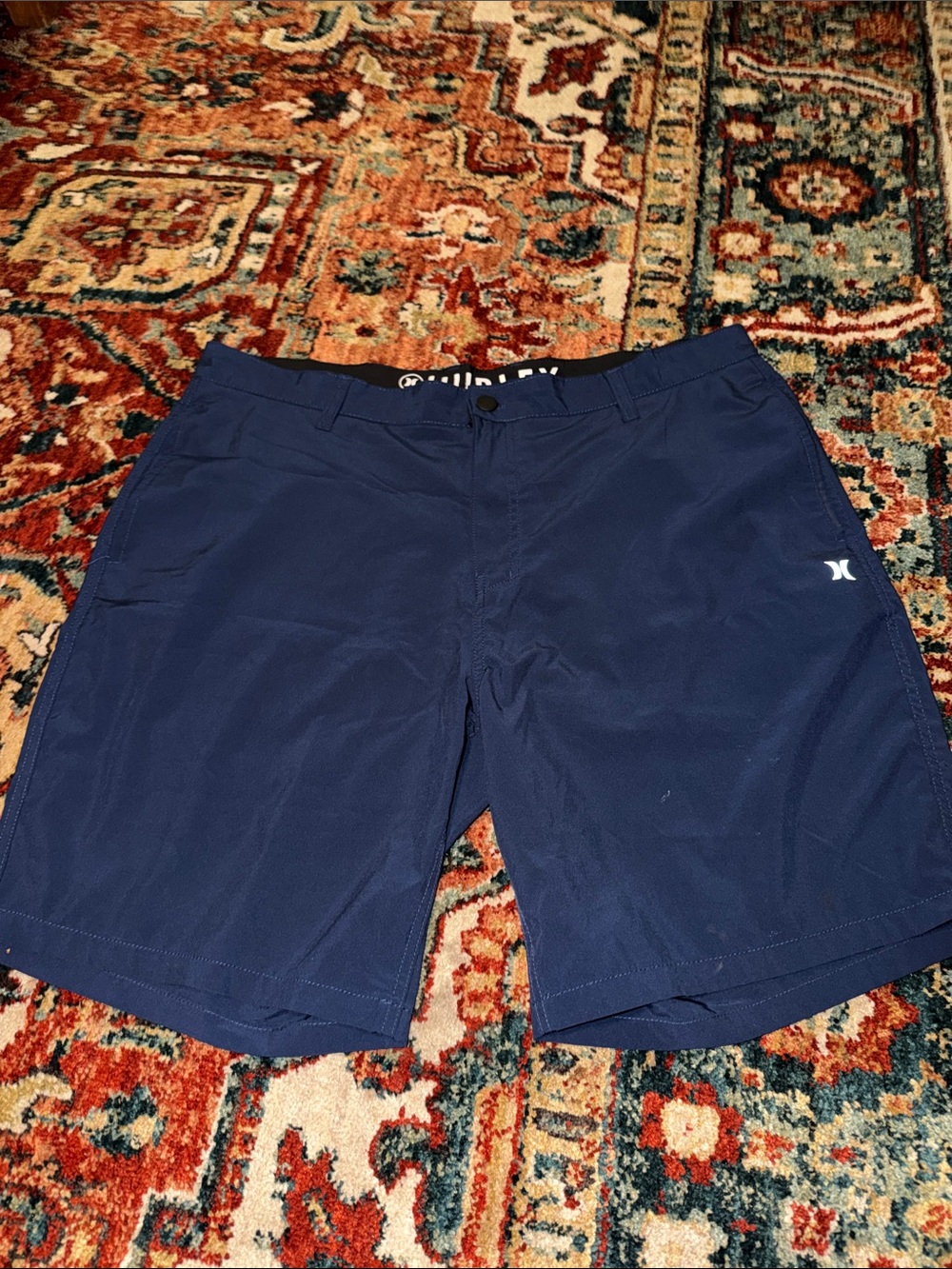 Hurley Men's Navy Athletic Shorts with Logo
